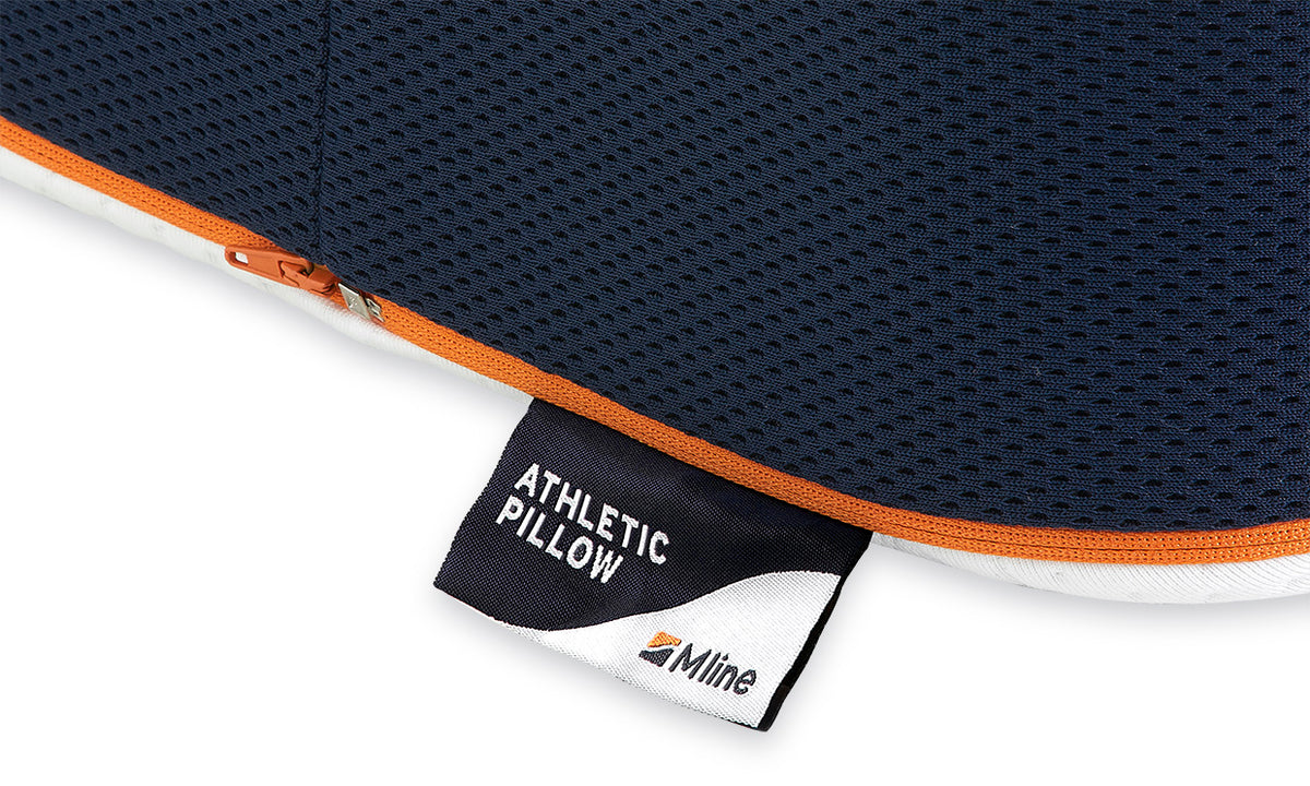 M line Athletic Pillow label